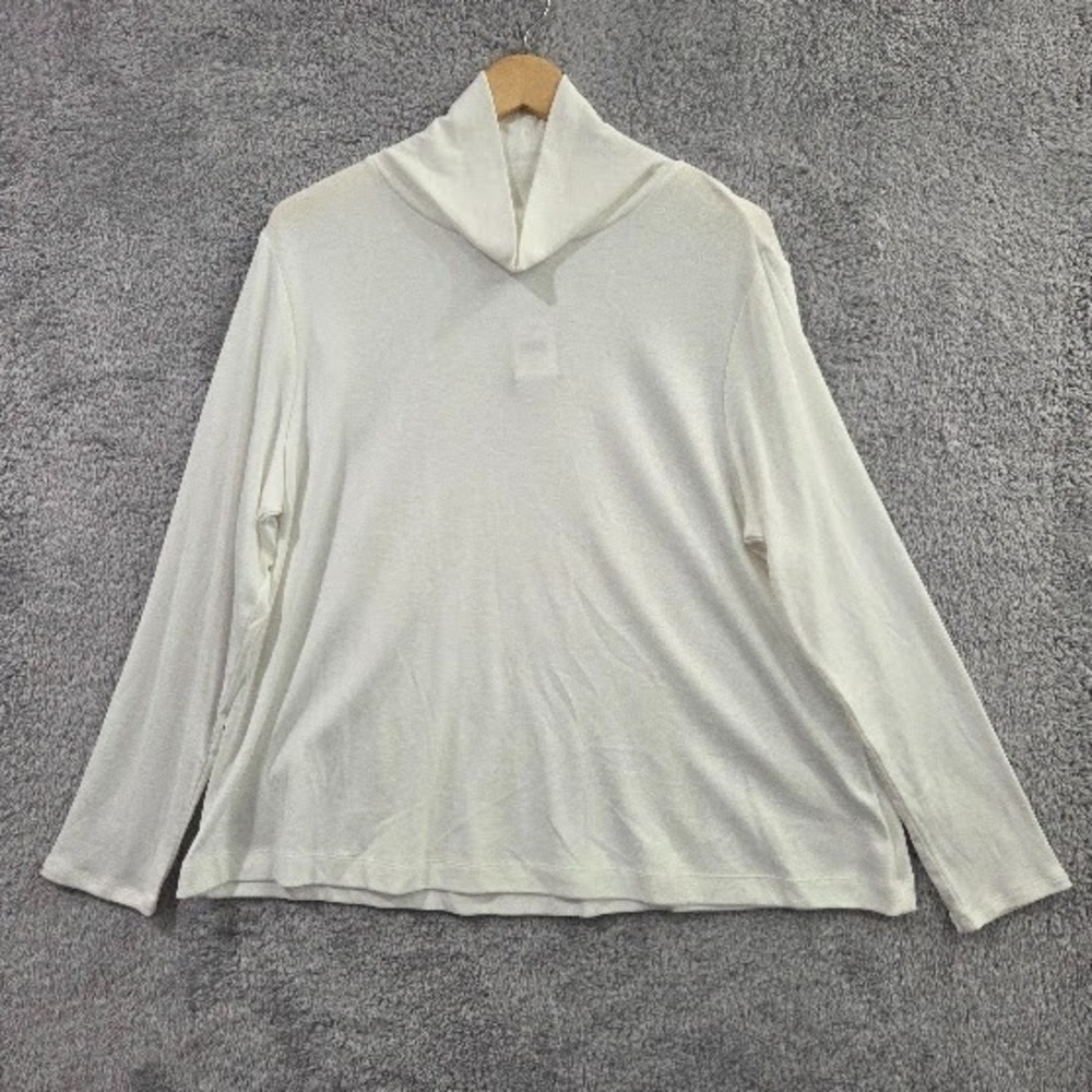 NWT J. Jill White 100% Pima Cotton Turtleneck Long Sleeve Top Women's XL Layer